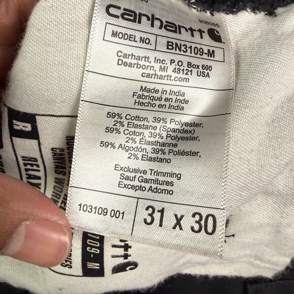 Carhartt Pants Mens 31x30 Black Rugged Flex Relaxed Fit Canvas Work BN2291-M - Picture 9 of 13